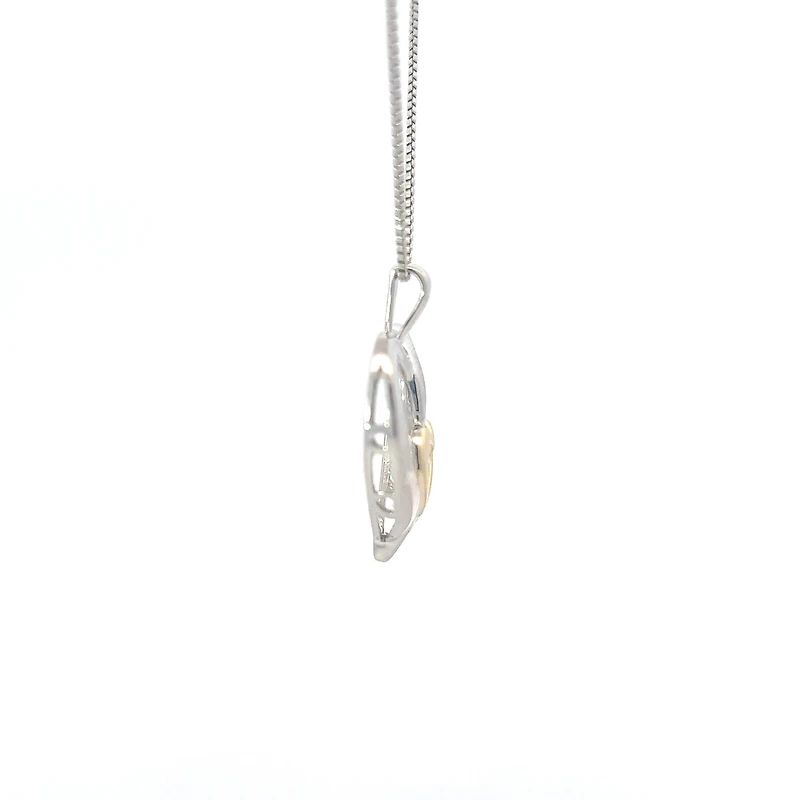 Silver & 10K Yellow Gold 0.02 cttw Diamond Heart Necklace