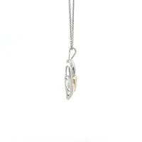 Silver & 10K Yellow Gold 0.02 cttw Diamond Heart Necklace