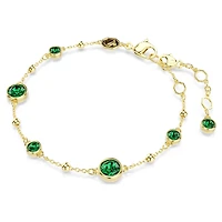 Swarovski Imber bracelet, Round cut, Green, Gold-tone plated 5730676