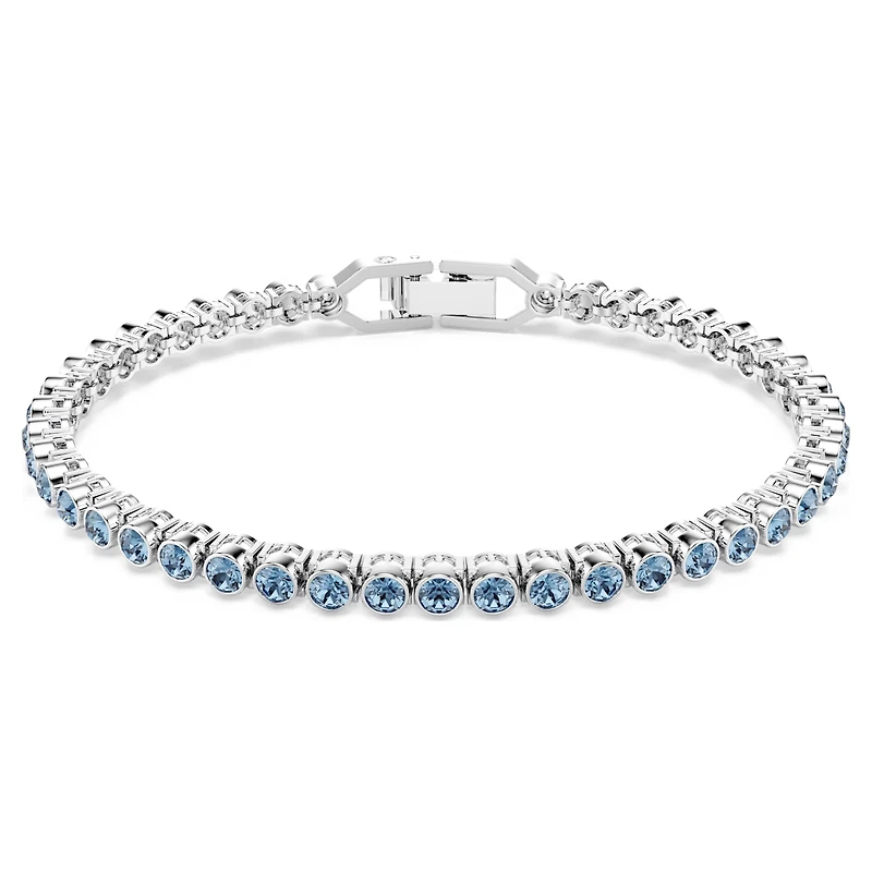 Swarovski Imber Emily Tennis bracelet, Round cut, Blue, Rhodium plated 5734239