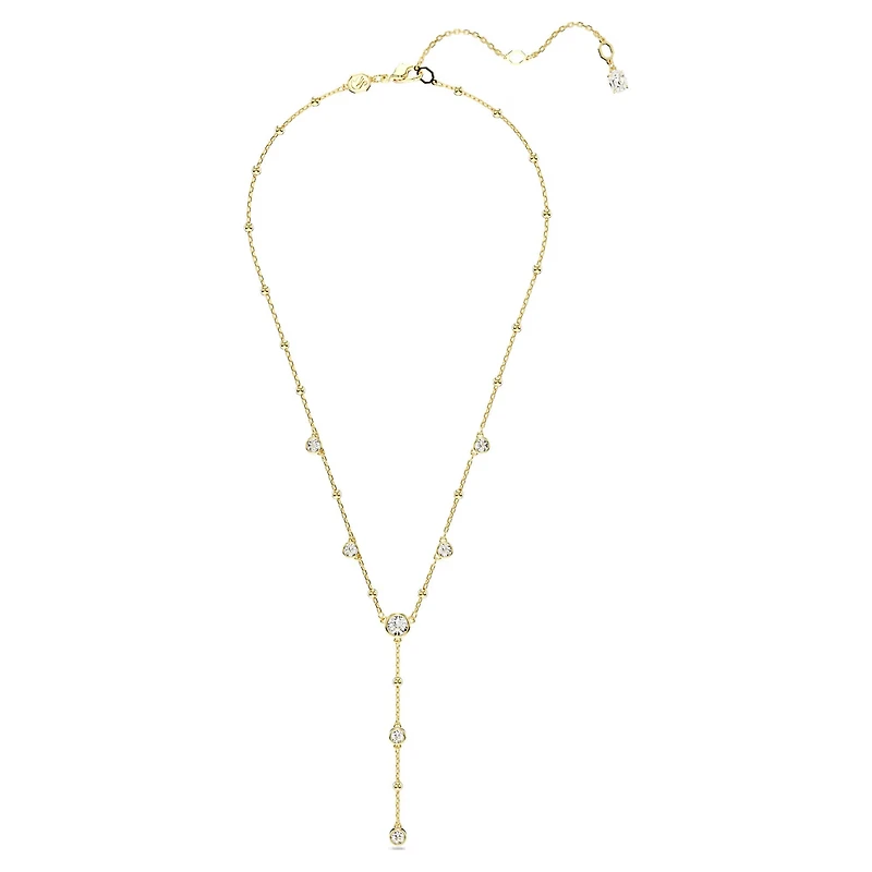 Swarovski - Imber Y necklace Round cut, White, 18k gold plated - 5684510
