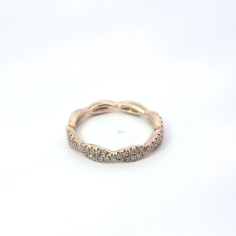14K Yellow Gold Wavy Diamond Band