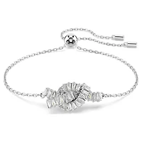 Swarovski Matrix bracelet, Baguette cut, Knot, White, Rhodium plated 5731101