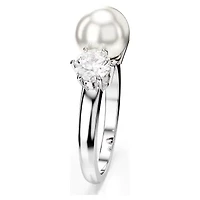 Swarovski - Matrix ring, Crystal pearl, Round cut, White, Rhodium plated Size 58 - 5689628