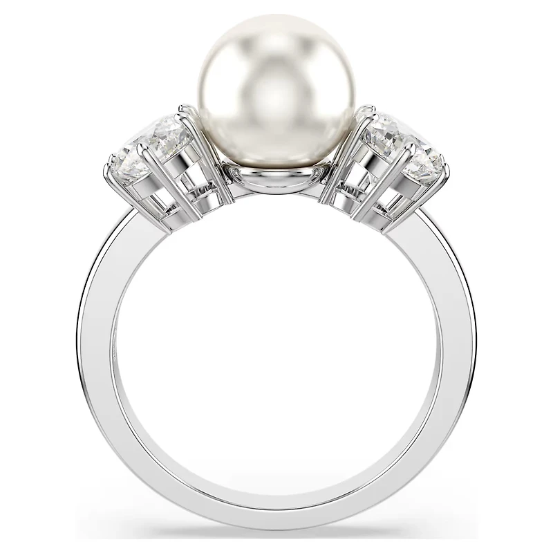 Swarovski - Matrix ring, Crystal pearl, Round cut, White, Rhodium plated Size 58 - 5689628