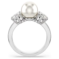 Swarovski - Matrix ring, Crystal pearl, Round cut, White, Rhodium plated Size 58 - 5689628