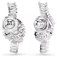 Swarovski Matrix earrings, Baguette cut, Knot, White, Rhodium plated 5727040