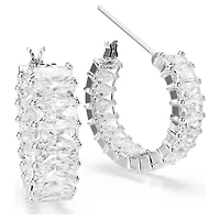 Swarovski Matrix hoop earrings, Baguette cut, White, Rhodium plated 5733397