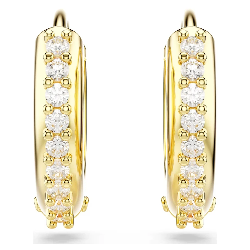 Swarovski - Matrix hoop earrings, Round cut, White, Gold-tone plated - 5697228