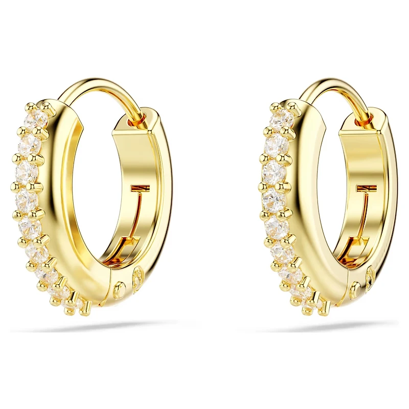 Swarovski - Matrix hoop earrings, Round cut, White, Gold-tone plated - 5697228