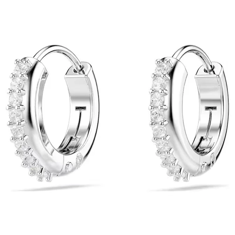 Swarovski - Matrix hoop earrings, Round cut, White, Rhodium plated - 5690670/5701600 (SS)