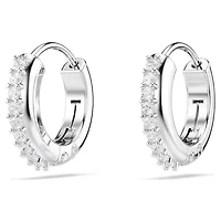 Swarovski - Matrix hoop earrings, Round cut, White, Rhodium plated - 5690670/5701600 (SS)