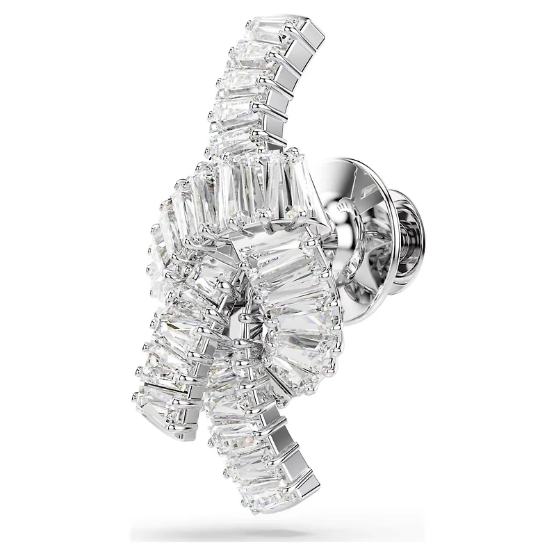 Swarovski Matrix tack pin, Baguette cut, Knot, White, Rhodium plated 5731102