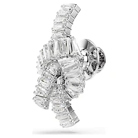 Swarovski Matrix tack pin, Baguette cut, Knot, White, Rhodium plated 5731102