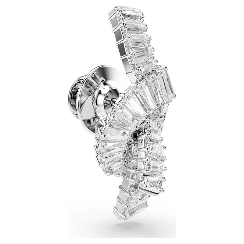 Swarovski Matrix tack pin, Baguette cut, Knot, White, Rhodium plated 5731102