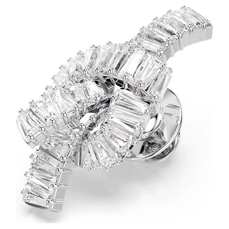 Swarovski Matrix tack pin, Baguette cut, Knot, White, Rhodium plated 5731102