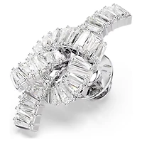 Swarovski Matrix tack pin, Baguette cut, Knot, White, Rhodium plated 5731102