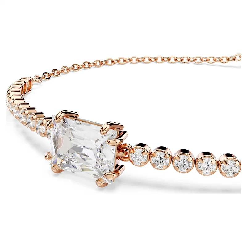 Swarovski Matrix Tennis bracelet, Mixed cuts, White, Rose gold-tone plated 5730706