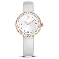 Swarovski Matrix Tennis watch, Swiss Made, Leather strap, Gray, Rose gold-tone finish 5710105