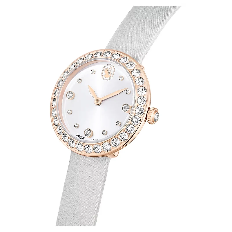 Swarovski Matrix Tennis watch, Swiss Made, Leather strap, Gray, Rose gold-tone finish 5710105
