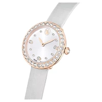 Swarovski Matrix Tennis watch, Swiss Made, Leather strap, Gray, Rose gold-tone finish 5710105
