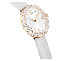 Swarovski Matrix Tennis watch, Swiss Made, Leather strap, Gray, Rose gold-tone finish 5710105