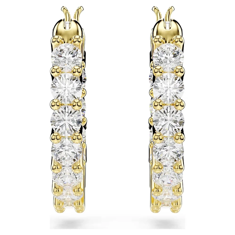 Swarovski Matrix Vittore hoop earrings, Round cut, White, Gold-tone plated 5733398