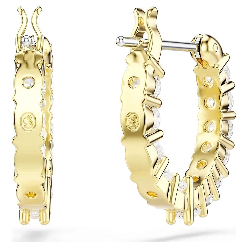 Swarovski Matrix Vittore hoop earrings, Round cut, White, Gold-tone plated 5733398