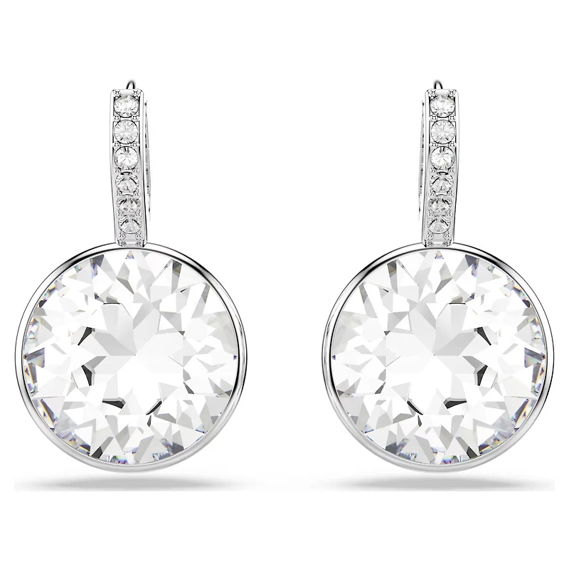Swarovski Millenia drop earrings, Round cut, White, Rhodium plated 5731149