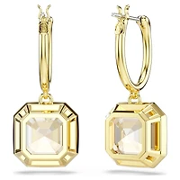 Swarovski Millenia drop earrings, Square cut, Caramel, Gold-tone plated 5731148