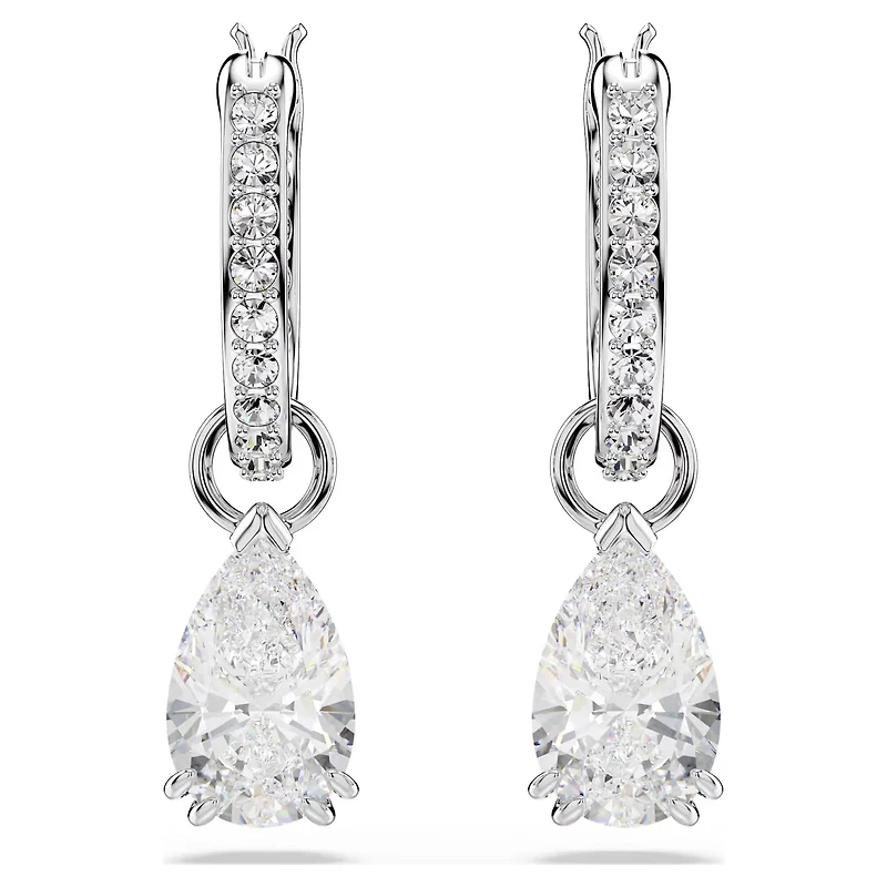 Swarovski Millenia hoop earrings Pear cut, White, Rhodium plated - 5636716
