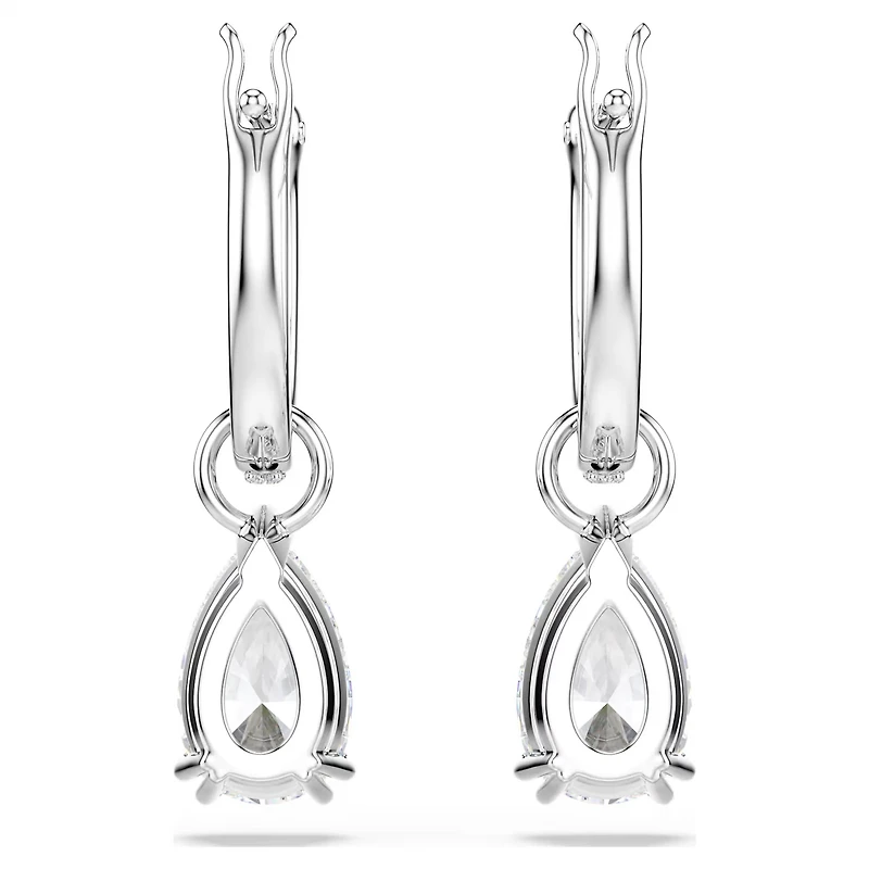 Swarovski Millenia hoop earrings Pear cut, White, Rhodium plated - 5636716