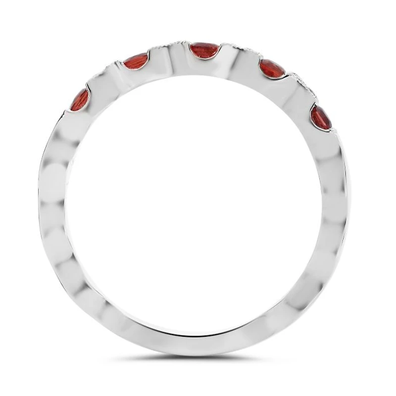 14K White Gold Ruby & Diamond Ring