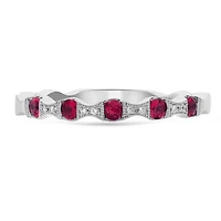 14K White Gold Ruby & Diamond Ring