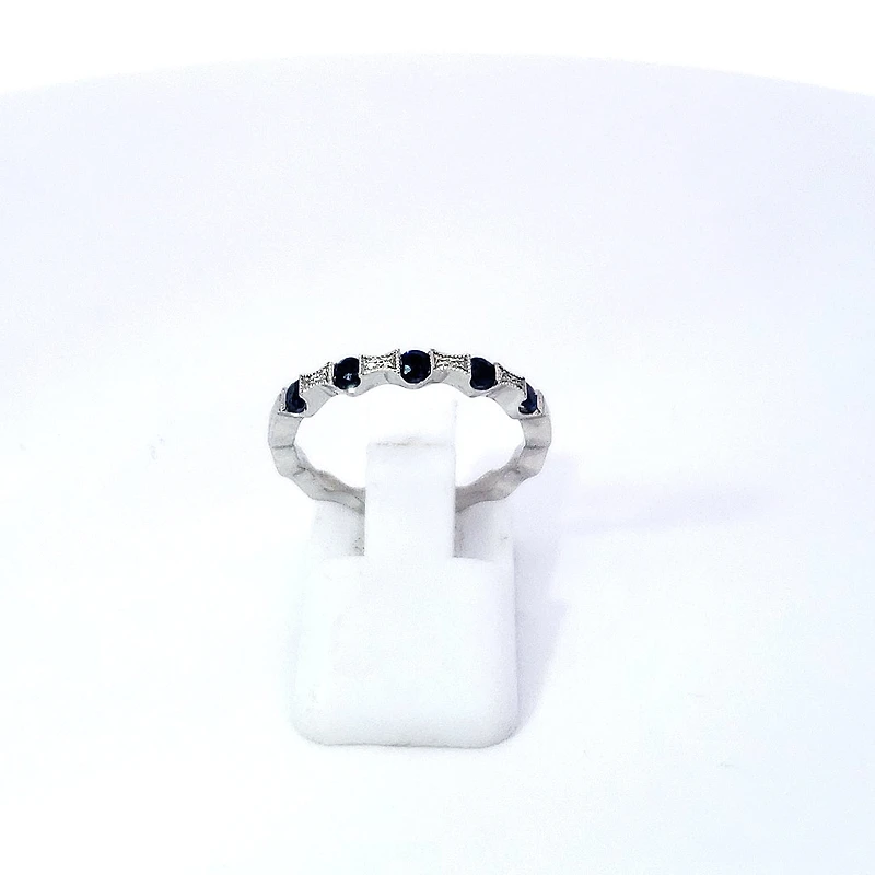 14K White Gold Sapphire & Diamond Ring