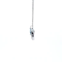 14K White Gold Aquamarine and Diamond Pendant, 18"
