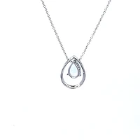 14K White Gold Aquamarine and Diamond Pendant, 18"