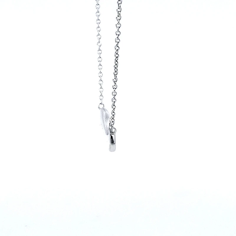 14K White Gold Diamond Wave Pendant, 18"