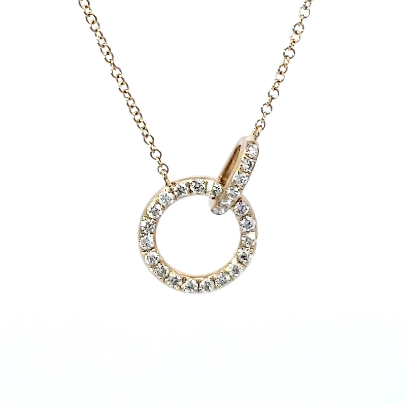 14K Gold Diamond Circle / Infinity / Eternity Pendant