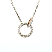 14K Gold Diamond Circle / Infinity / Eternity Pendant