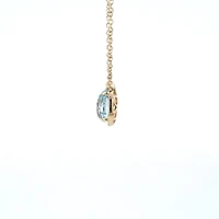 14K Yellow Gold Aquamarine and 0.06cttw Diamond Pendant - 18"