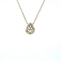 14K Yellow Gold Aquamarine and 0.06cttw Diamond Pendant - 18"