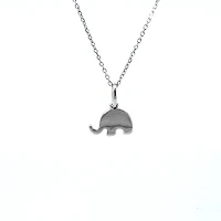 14K White Gold Sapphire and Diamond Elephant Necklace, 18"