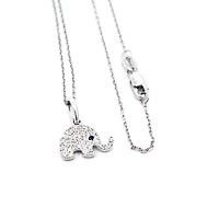 14K White Gold Sapphire and Diamond Elephant Necklace, 18"