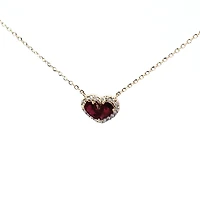 14K Yellow Gold 0.50cttw Ruby and 0.11cttw Diamond Heart Pendant - 18 inches