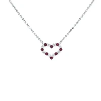 14K Yellow Gold 0.20cttw Ruby and 0.16cttw Diamond Heart Pendant - 18 inches