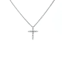 14K White Gold 0.25 cttw Diamond Cross Pendant