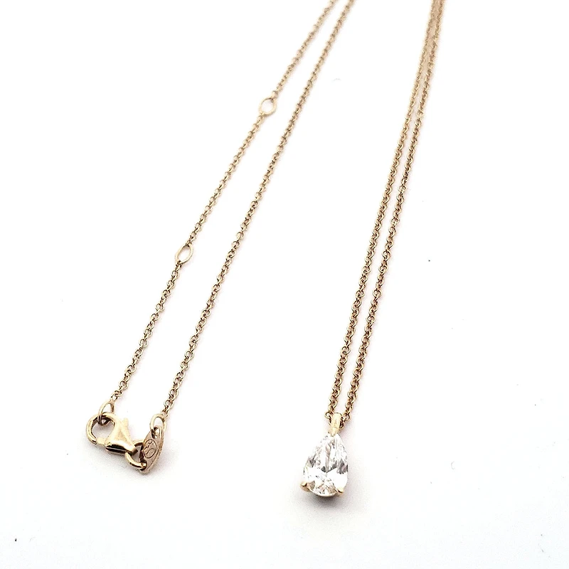 14K Yellow Gold Lab Grown cttw Pear Cut Diamond Pendant