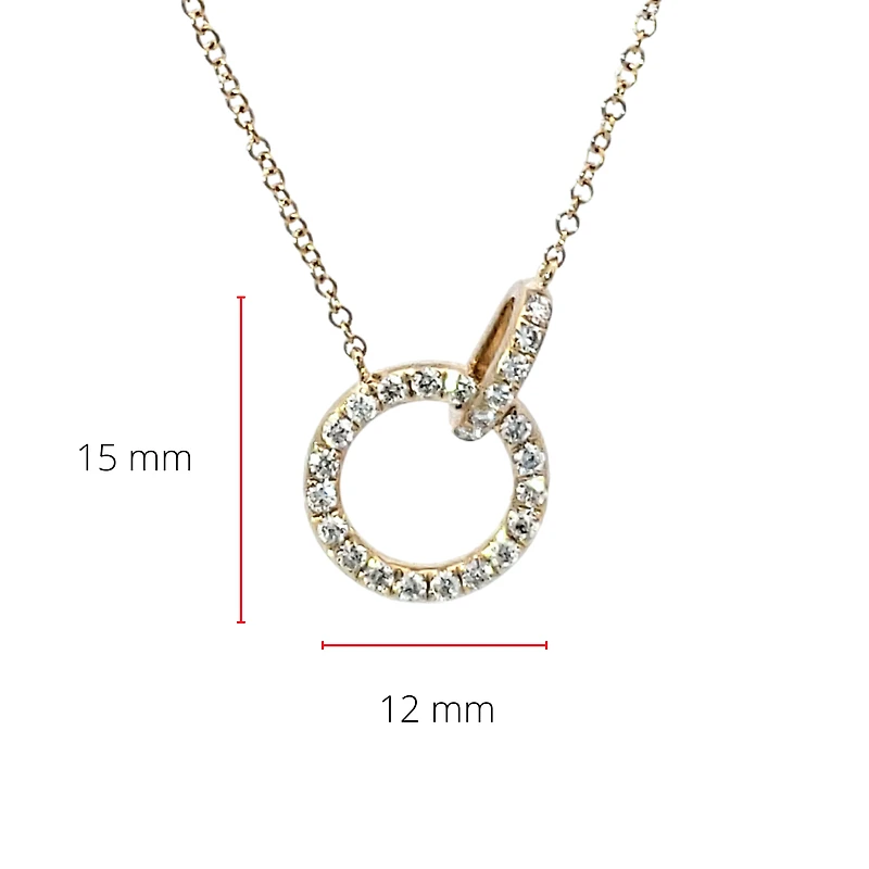 14K Gold Diamond Circle / Infinity / Eternity Pendant