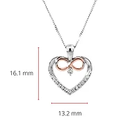 10K White & Rose Gold 0.03cttw Canadian Diamond Heart and Infinity Necklace, 18"